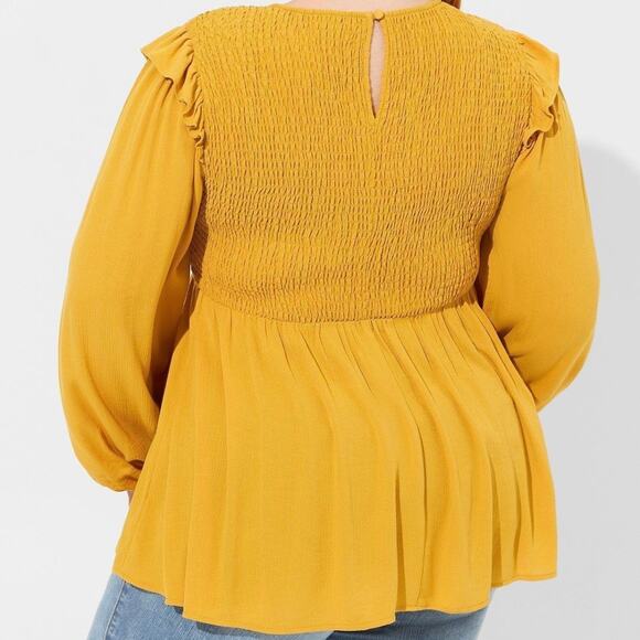 TORRID Peplum Crinkle Gauze Smocked Top - Picture 9 of 11